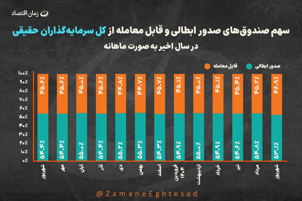 سهم از بازار صندوق ها از سرمایه گذاران حقیقی